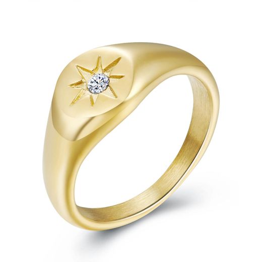 Anillo Acero Dorado Mujer AAZ0004DOCZ10 Estrella Circonita