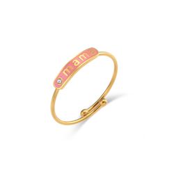 Anillo Acero Dorado Mujer AAZ0012DOEP Palabra MAMÁ Enamel Rosa