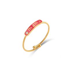 Anillo Acero Dorado Mujer AAZ0012DOER Palabra MAMÁ Enamel Rojo
