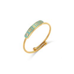 Anillo Acero Dorado Mujer AAZ0012DOET Palabra MAMÁ Enamel Turquesa