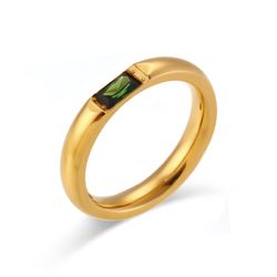Anillo Acero Dorado Mujer AAZ0018DOZV10 Circonita Verde