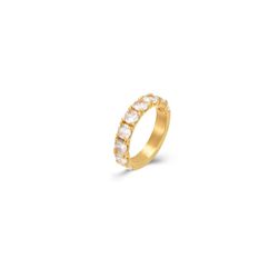 Anillo Acero Dorado Mujer AAZ0021DOXX10 Circonitas
