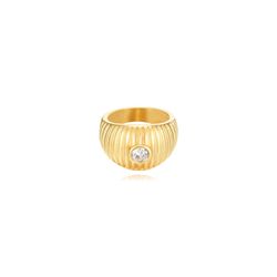 Anillo Acero Dorado Mujer AAZ0022DOXX12 Circonita
