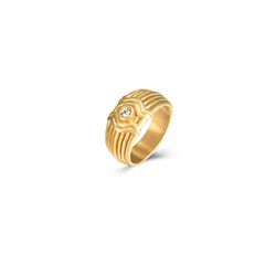 Anillo Acero Dorado Mujer AAZ0029DOXX10 Circonita