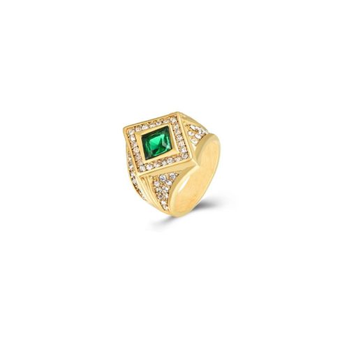Anillo Acero Dorado Mujer AAZ0030DOZV12 Circonita Verde
