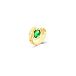 Anillo Acero Dorado Mujer AAZ0031DOZV12 Serpiente Circonita Verde