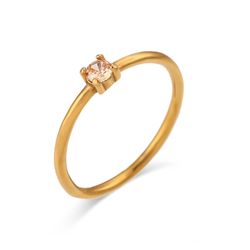 Anillo Acero Dorado Mujer AAZ0034DOCI10 Piedra Nacimiento Noviembre Citrino