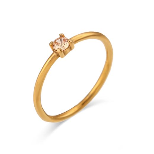 Anillo Acero Dorado Mujer AAZ0034DOCI10 Piedra Nacimiento Noviembre Citrino
