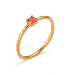 Anillo Acero Dorado Mujer AAZ0034DOGR12 Piedra Nacimiento Enero Granate