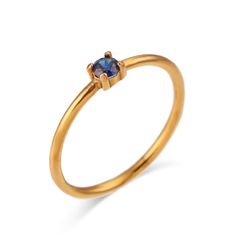 Anillo Acero Dorado Mujer AAZ0034DOZF10 Piedra Nacimiento Septiembre Zafiro