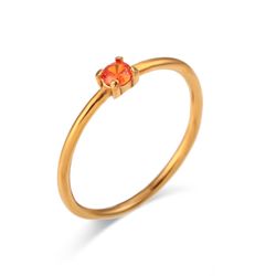 Anillo Acero Dorado Mujer AAZ0034DOZN10 Piedra Nacimiento Julio Naranja