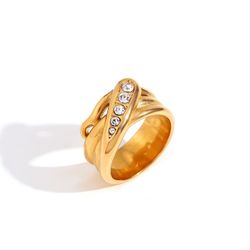 Anillo Acero Dorado Mujer AAZ0035DOCZ10 Serpiente Circonitas