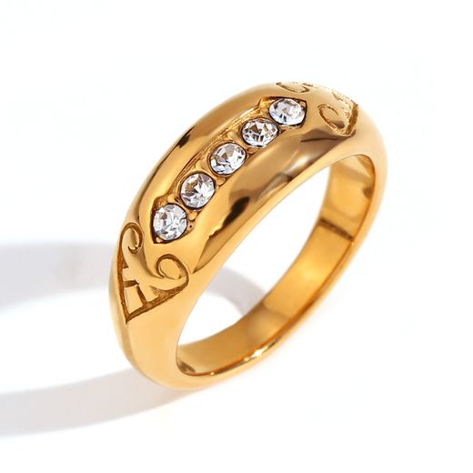 Anillo Acero Dorado Mujer AAZ0036DOCZ10 Circonitas