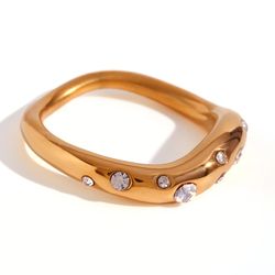 Anillo Acero Dorado Mujer AAZ0037DOCZ10 Circonitas