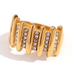 Anillo Acero Dorado Mujer AAZ0046DO10 Circonitas