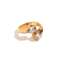 Anillo Acero Dorado Mujer AAZ0048DO10 Circonitas