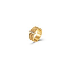 Anillo Acero Dorado Mujer AAZ0051DO12 Circonitas