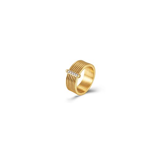 Anillo Acero Dorado Mujer AAZ0051DO12 Circonitas