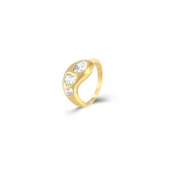 Anillo Acero Dorado Mujer AAZ0054DO12 Corazones Circonitas