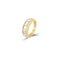 Anillo Acero Dorado Mujer AAZ0055DO12 Corazones Circonitas