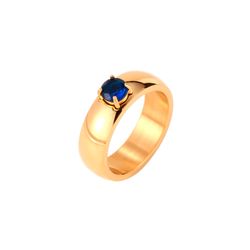 Anillo Acero Dorado Mujer AAZ0057DOZA12 Circonita Azul