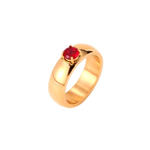 Anillo Acero Dorado Mujer AAZ0057DOZR12 Circonita Roja