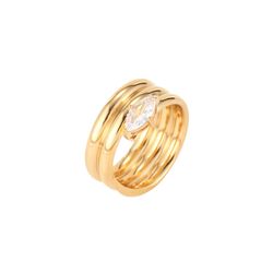 Anillo Acero Dorado Mujer AAZ0058DO14 Circonita
