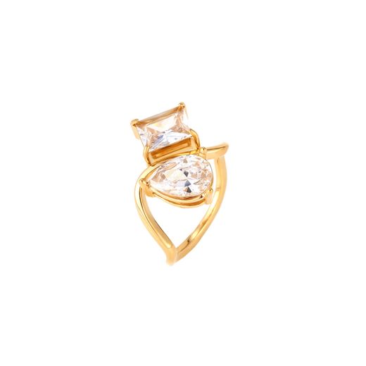 Anillo Acero Dorado Mujer AAZ0059DO12 Circonitas