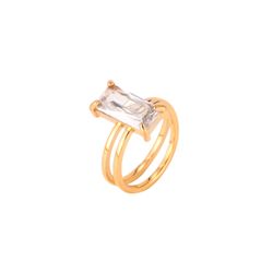Anillo Acero Dorado Mujer AAZ0060DO12 Circonita