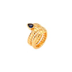 Anillo Acero Dorado Mujer AAZ0062DOZA12 Circonita Azul