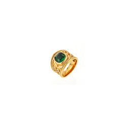 Anillo Acero Dorado Mujer AAZ0070DOZV12 Circonita Verde