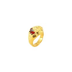 Anillo Acero Dorado Mujer AAZ0071DOVA12 Circonitas Multicolor