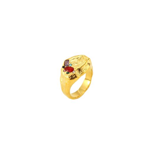 Anillo Acero Dorado Mujer AAZ0071DOVA12 Circonitas Multicolor
