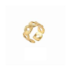 Anillo Acero Dorado Mujer R50030GP Calado Hexágonos En Brillo