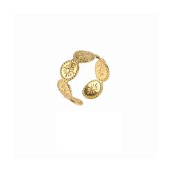 Anillo Acero Dorado Mujer R50031GP Tallado En Brillo