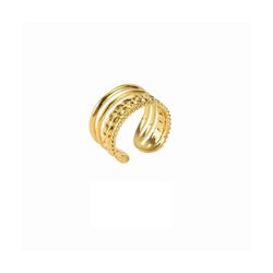 Anillo Acero Dorado Mujer R50033GP Bandas En Brillo