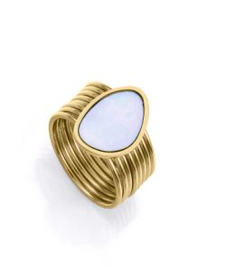Anillo Acero Dorado Viceroy 14321A01612 Múltiple Aros Unidos Piedra Madre Perla