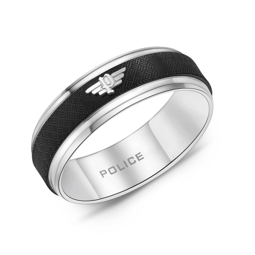 Anillo Acero IP Bicolor Negro Police PEAGF0035805 Sello Police