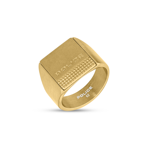 Anillo Acero IP Dorado Police PEAGF0041004 Logo Police En Brillo