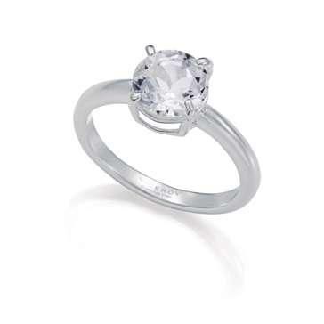 Anillo Acero Metal Baño Plata Viceroy Mujer 14455A01200 Piedra Topacio Blanco