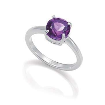 Anillo Acero Metal Baño Plata Viceroy Mujer 14455A01219 Piedra Amatista