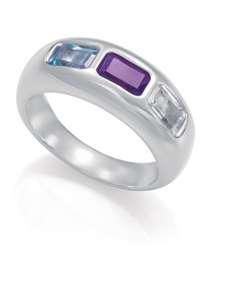 Anillo Acero Metal Baño Plata Viceroy Mujer 14456A01200 Piedras Topacio Blanco, Topacio Azul & Amatista