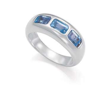 Anillo Acero Metal Baño Plata Viceroy Mujer 14456A01213 Piedras Topacio Azul