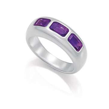 Anillo Acero Metal Baño Plata Viceroy Mujer 14456A01219 Piedras Amatista