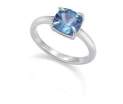 Anillo Acero Metal Baño Plata Viceroy Mujer 14457A01213 Piedra Topacio Azul