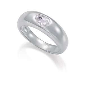 Anillo Acero Metal Baño Plata Viceroy Mujer 14458A01200 Piedra Topacio Blanco