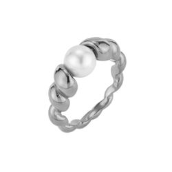 Anillo Acero Mujer AAM0053RHPA10 Retorcido C. Perla Símil
