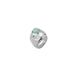Anillo Acero Mujer AAM0055RHAZ12 Martillado C. Piedra Mineral Amazonita