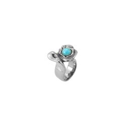 Anillo Acero Mujer AAM0056RHAZ12 Martillado C. Piedra Mineral Amazonita
