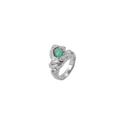Anillo Acero Mujer AAM0059RHAZ12 Martillado C. Piedra Mineral Amazonita